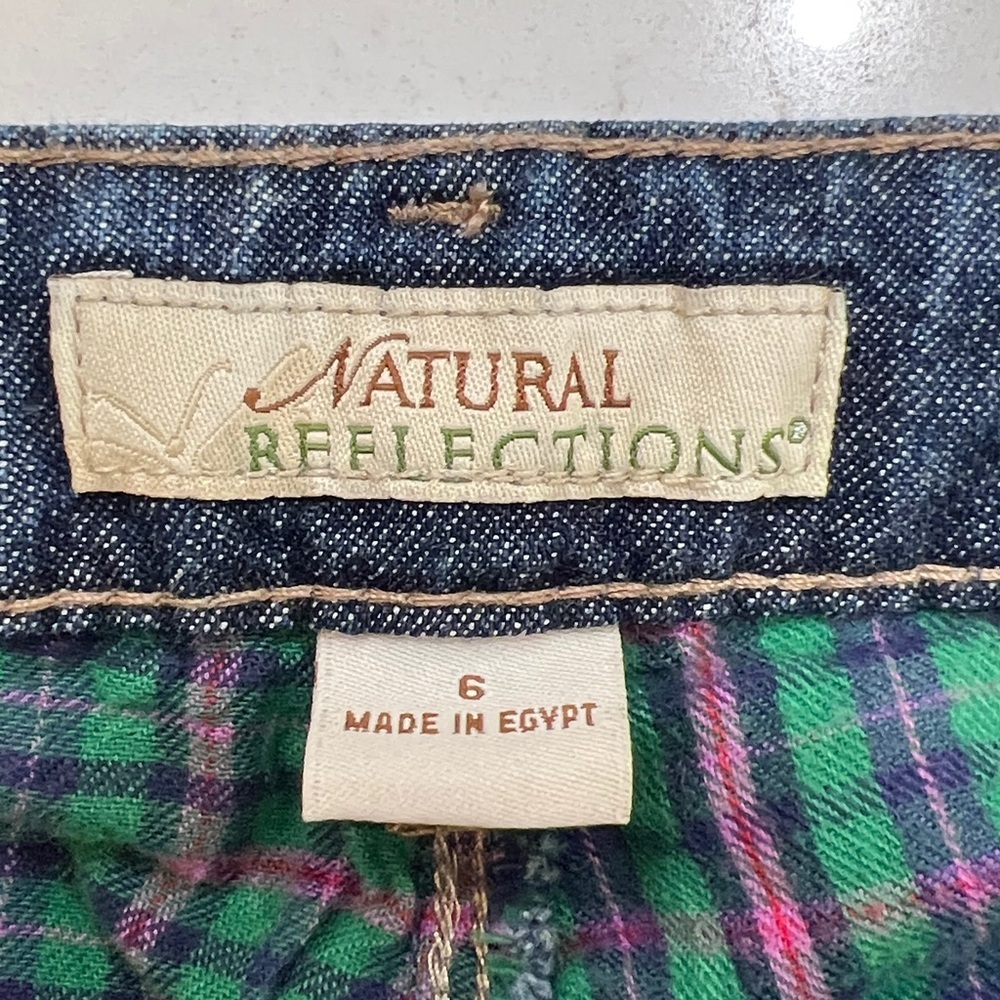 Natural Reflections Plaid Lined Dark Wash Jeans Size 6 - Picture 8 of 13